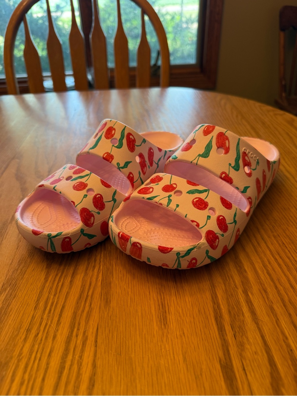 Women's Pink Cherry Slide Sandals-Crocs